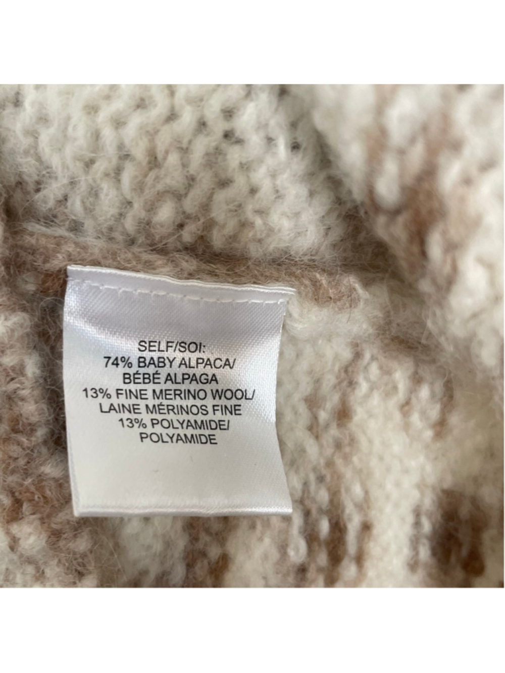 Tanya Taylor Alpaca Wool Sweater L Cream Taupe Chunky Knit - Picture 6 of 11